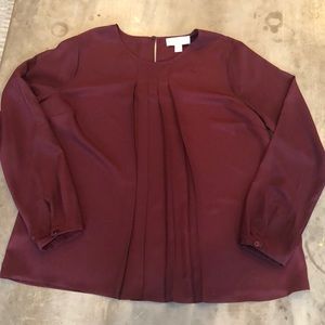 Michael Kors Maroon silk pleated blouse top shirt